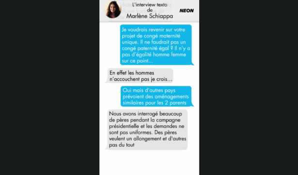 Interview Texto de Marlène Schiappa sur les congés paternité - Crédit vidéo @NEONMAG Interview Texto de Marlène Schiappa sur les congés paternité - Crédit vidéo @NEONMAG