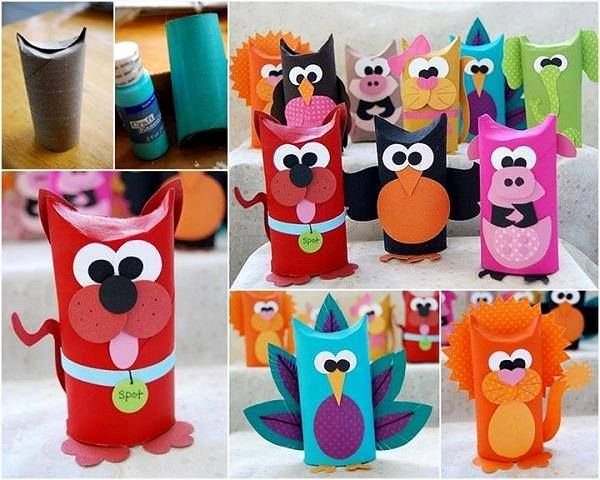 On peut aussi réaliser des personnages sympas avec des rouleaux de papier toilette